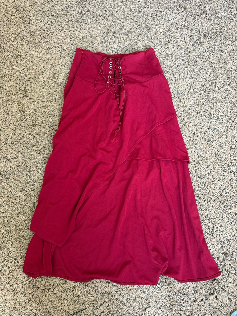 Amazon Lace-Up Raspberry Maxi Skirt